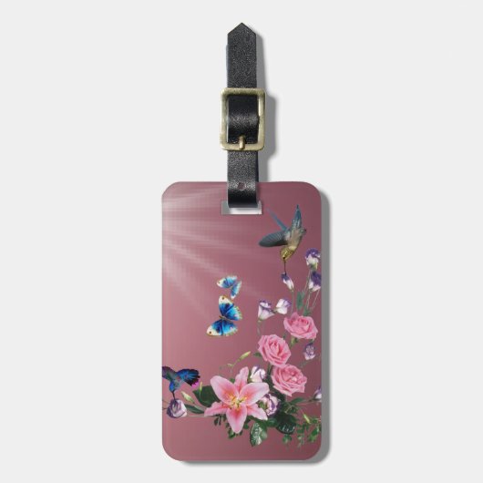 Schöner Natur-Blumen-Kolibri-Gepäck-Umbau Gepäckanhänger (Vorderseite vertikal)