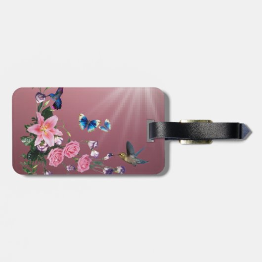 Schöner Natur-Blumen-Kolibri-Gepäck-Umbau Gepäckanhänger (Rückseite horizontal)