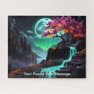 Schöner Neon-glühender Wasserfall-Blütenbaum Puzzle