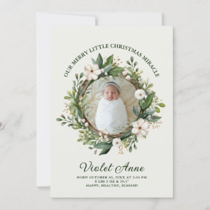 Schöner Neuer Baby-Foto-Kranz Weihnachtswunder Feiertagskarte