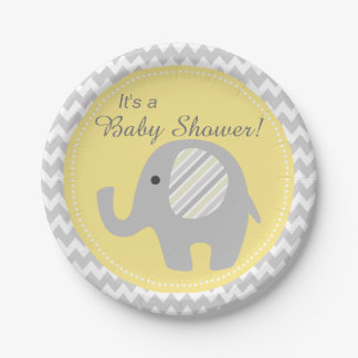 Schöner neutraler Babydusche mit eigenem Elefant Pappteller