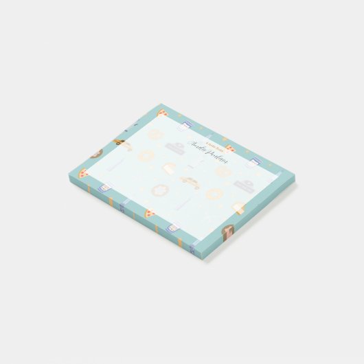 Schöner New Yorker Stadtmuster Türkisgrün Post-it Klebezettel (angewinkelt)