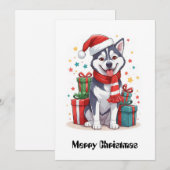 Schöner Niedlicher sibirischer Husky Weihnachtsman Feiertagskarte (Vorne/Hinten)