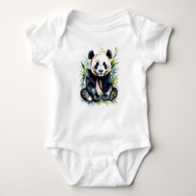 Schöner Niedlicher Wasserfarben-Panda-Bär Baby Strampler (Vorderseite)