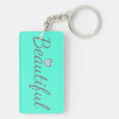Schöner niedlicher Wort-Druck-Türkis Schlüsselanhänger (Rückseite)