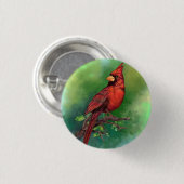 Schöner Nordroter Kardinal Vogelmalerei Kunst Button (Vorne & Hinten)