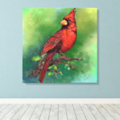 Schöner Nordroter Kardinal Vogelmalerei Kunst Leinwanddruck (Insitu (Holzboden))