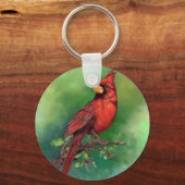 Schöner Nordroter Kardinal Vogelmalerei Kunst Schlüsselanhänger (Vorderseite)
