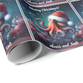 Schöner Oktopus in Weihnachtsmannmütze Geschenkpapier (Rolleneckpunkt)