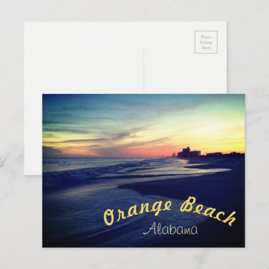 Schöner Orange Beach Sunset Postkarte (Vorne/Hinten)