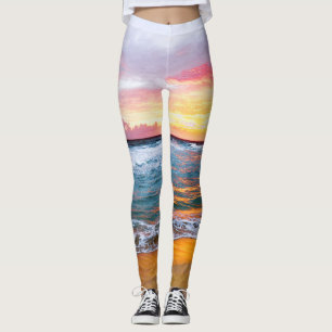 Schöner orange-gelber Sonnenuntergang Sommerhimmel Leggings
