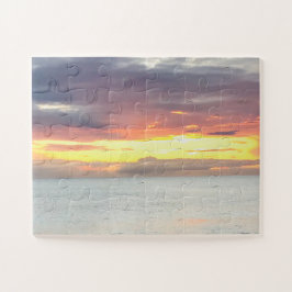 Schöner orange gelber Sonnenuntergang Sommerhimmel Puzzle