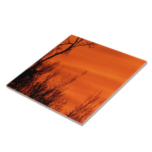 Schöner Orange Sonnenaufgang in Kansas Fliese