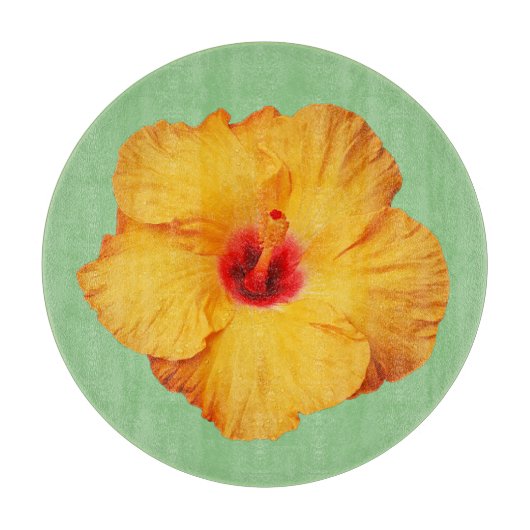 Schöner orangefarbener Hibiskus Blume Schneidebrett (Vorderseite)