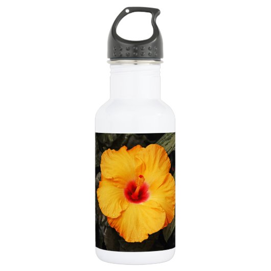 Schöner orangefarbener Hibiskus Blume Trinkflasche (Vorderseite)