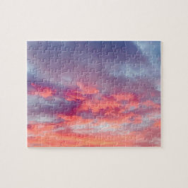 Schöner orangefarbener und roter Sonnenuntergang S Puzzle