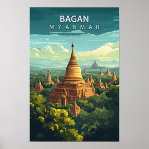 Schöner Ort Bagan Myanmar Kunst Reise Poster