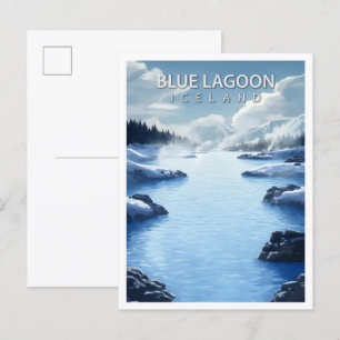 Schöner Ort Blaue Lagune Island Reise Postkarte
