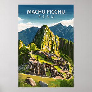 Schöner Ort Machu Picchu Illustration Reise Poster