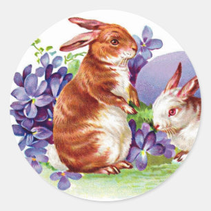 Schöner Osterhase - Bunnies & Violets Runder Aufkleber