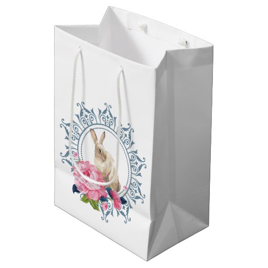 Schöner Osterhase Mittlere Geschenktüte (Vorderseite Schrägansicht)