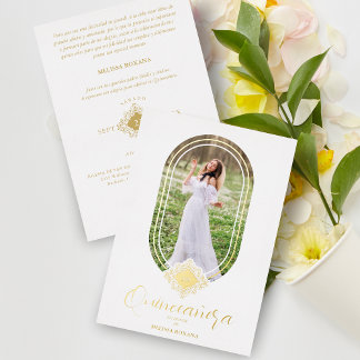 Schöner Oval Shape-Effekt Spanisch Quinceañera Folieneinladung