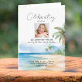 Schöner Ozean Beach Feier des Lebens Beerdigung Programm