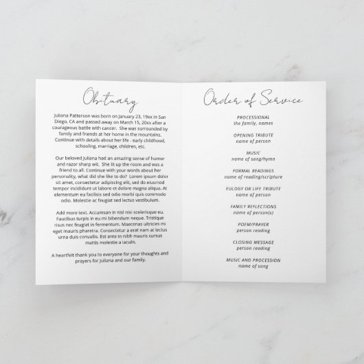 Schöner Ozean Beach Feier des Lebens Beerdigung Programm (Innenseite)