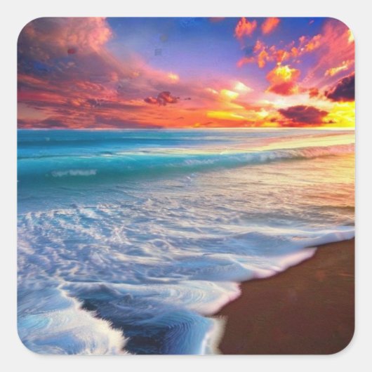 Schöner Ozean Quadratischer Aufkleber (Vorderseite)
