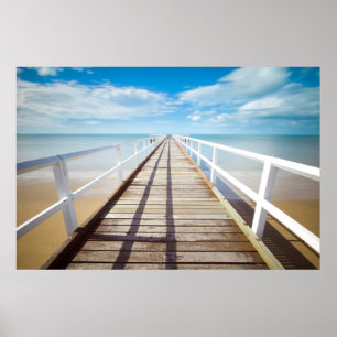 Schöner Ozean, Strand, Sonniger Himmel, Pier Poster