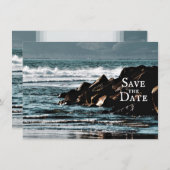 Schöner Ozean, Wellen und Felsen Strand Hochzeit Save The Date (Vorne/Hinten)