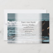 Schöner Ozean, Wellen und Felsen Strand Hochzeit Save The Date (Rückseite)