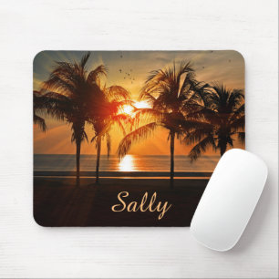 Schöner Palm Tree Strand bei Sunset Personalisiert Mousepad