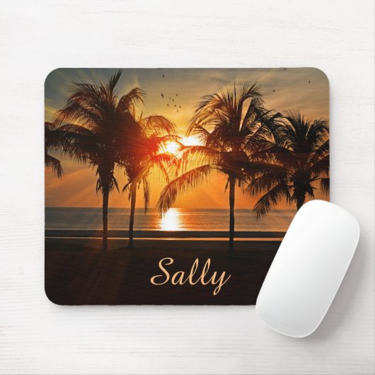 Schöner Palm Tree Strand bei Sunset Personalisiert Mousepad (Mit Mouse)