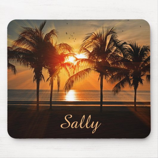 Schöner Palm Tree Strand bei Sunset Personalisiert Mousepad (Vorne)