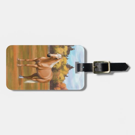 Schöner Palomino Quarter Reitstall Gepäckanhänger (Vorderseite horizontal)