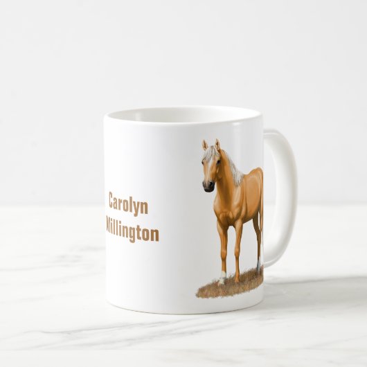 Schöner Palomino Quarter Reitstall Kaffeetasse (VorderseiteRechts)