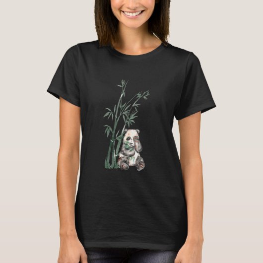 Schöner Panda-Bär mit Bambus-Design T-Shirt (Vorderseite)