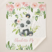 Schöner Panda Bär Rosa Blumengrün Sherpadecke (Vorderseite)