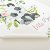 Schöner Panda Bär Rosa Blumengrün Sherpadecke (3/4)