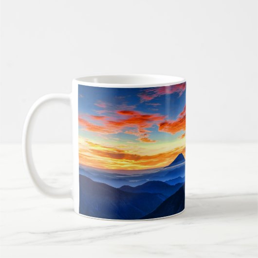 Schöner Panoramablick Mount Fuji Sunset Kaffeetasse (Links)