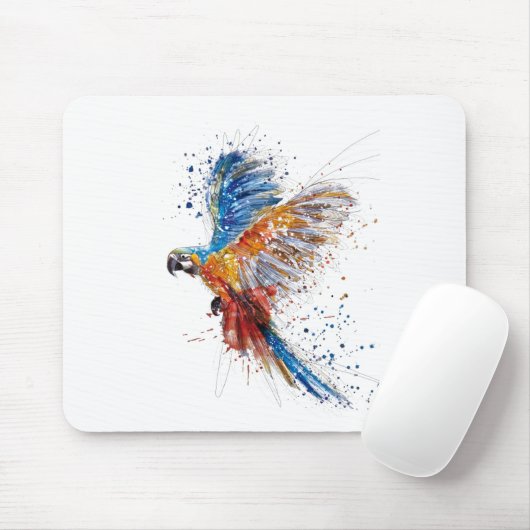 Schöner Papagei hebt seine Flügel Mousepad (Mit Mouse)