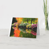 Schöner Park Herbst Bäume Farbenfrohe Blume Teich Karte (Rückseite)