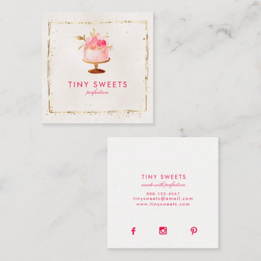 ★ schöner Patisserie, Bäckerei, Kuchen u. Quadratische Visitenkarte (Vorne/Hinten)