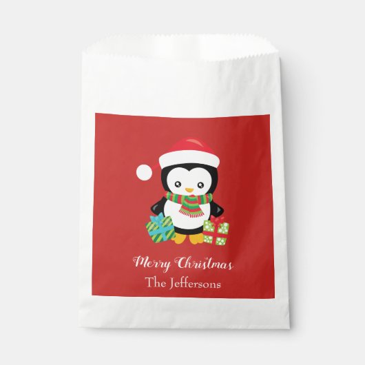 Schöner Penguin Frohe Weihnachten Geschenktütchen (Vorderseite)