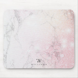 Schöner Personalisierter Marmor mit Rose Glitzer Mousepad
