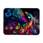 Schöner Pfau auf schwarzem Hintergrund Magnet (Horizontal)