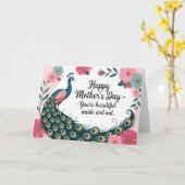 Schöner Pfau Blumen Muttertag Karte (Gelbe Blume)