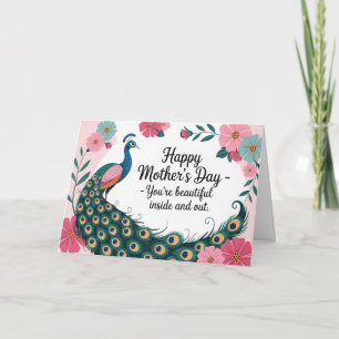 Schöner Pfau Blumen Muttertag Karte