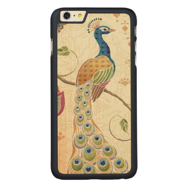 Schöner Pfau Carved Wood iPhone Hülle (Rückseite)